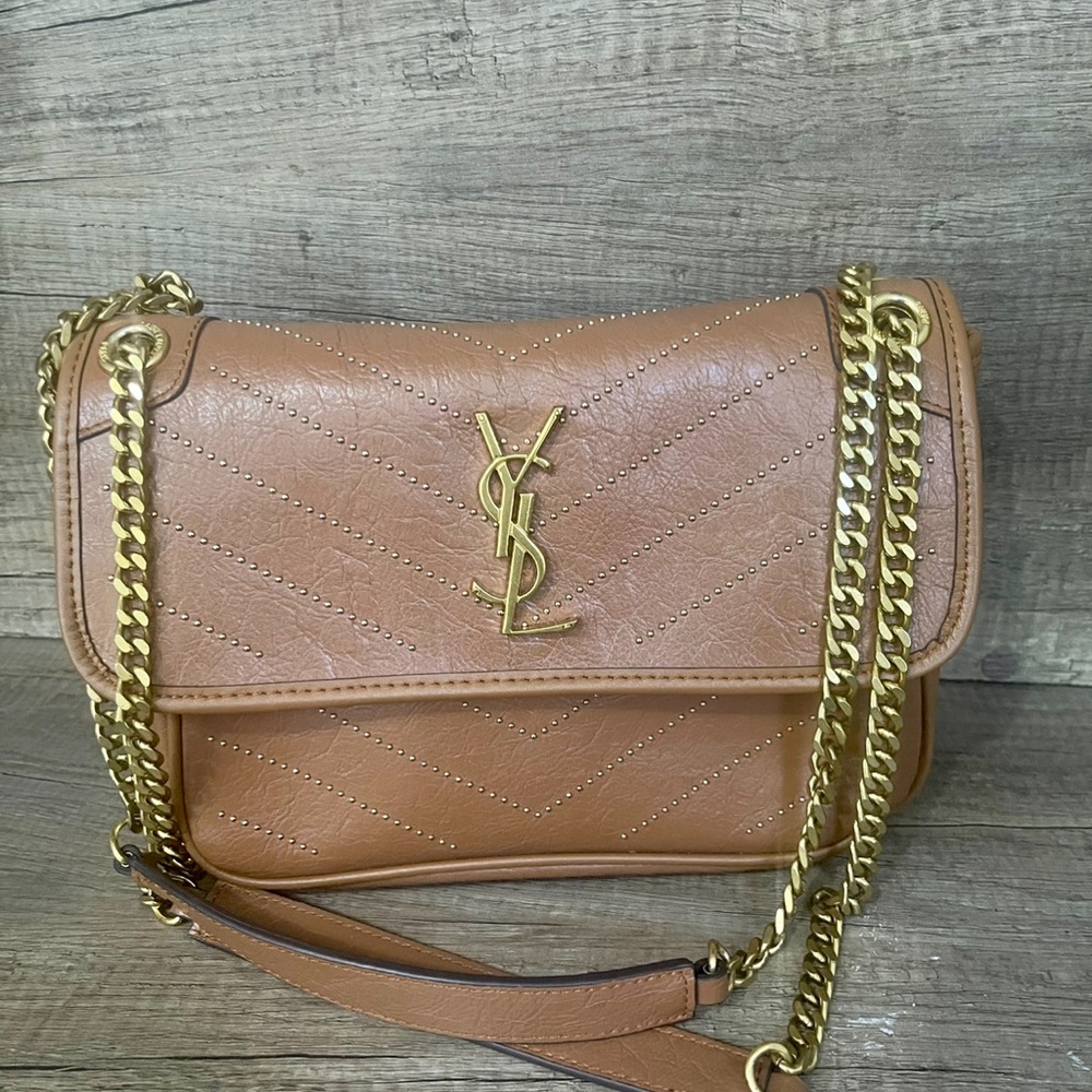 Yves Saint Laurent Brown Quilted Leather Shoulder Bag with Chain Strap - Picture 6 of 13